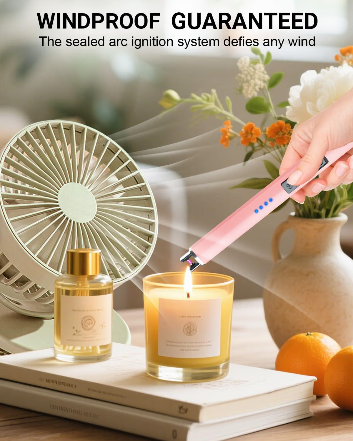 FUKKUDA Electric Candle Lighter – USB Rechargeable Flameless Plasma Arc, Rose Gold