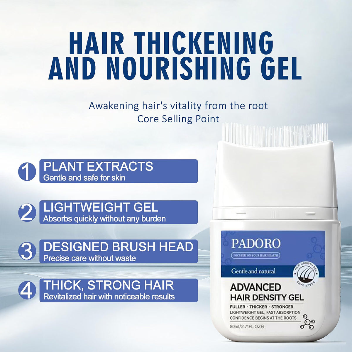 Padoro Advanced Hair Density Gel with Rosemary Oil – 2.7 OZ