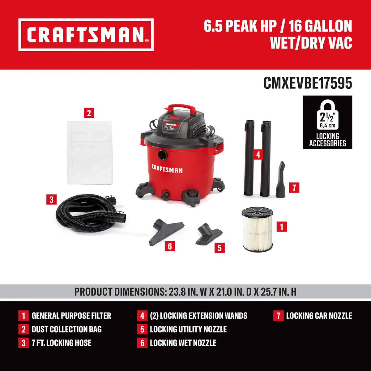 CRAFTSMAN Heavy-Duty Wet/Dry Vac with Attachments