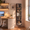 5 Tier Wall Shelf Unit with Light – Black
